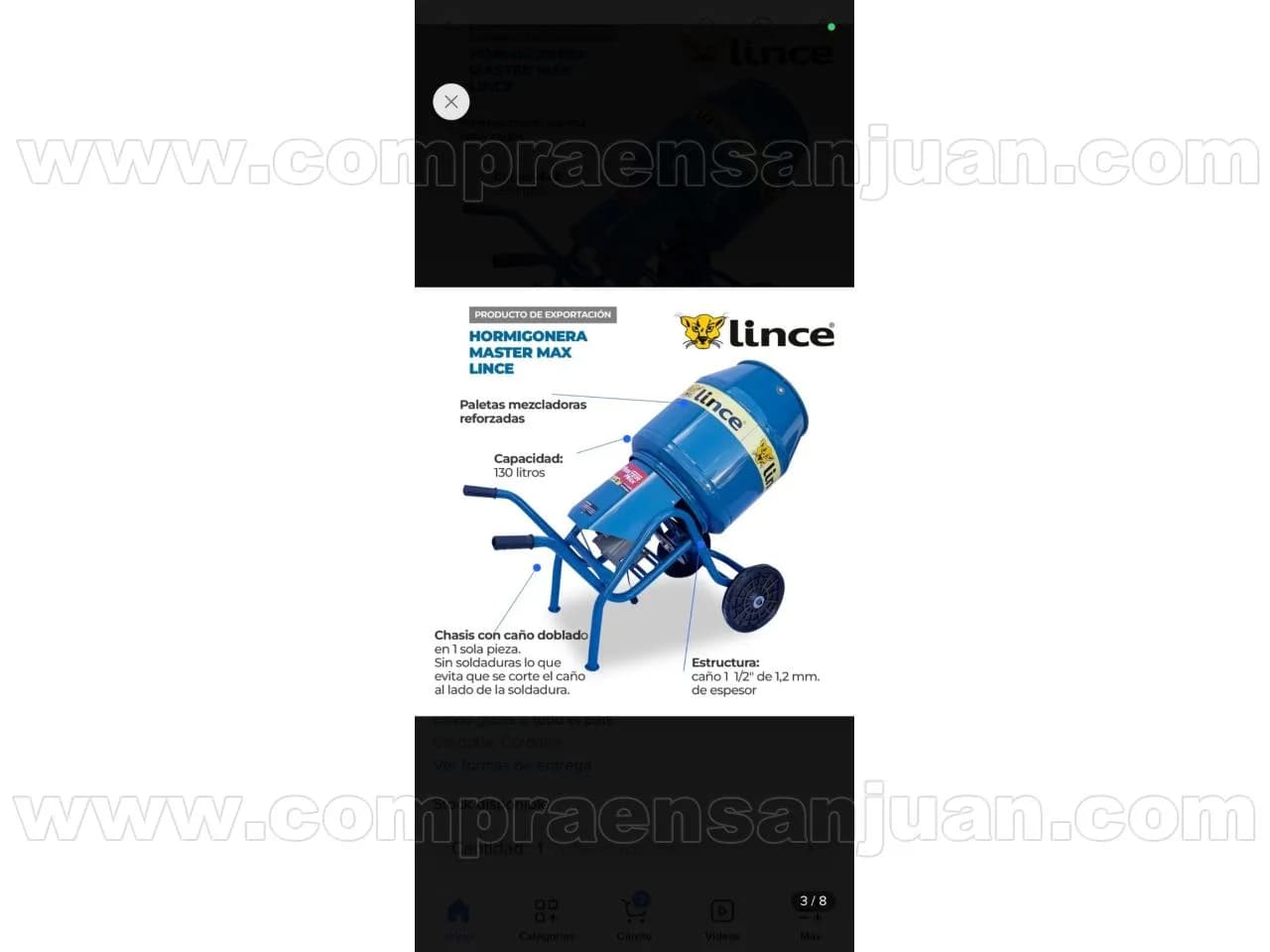 Hormigonera Marca Lince 1hp Reforzada Para 130l Solo Tiene 2 Usos Color Azul