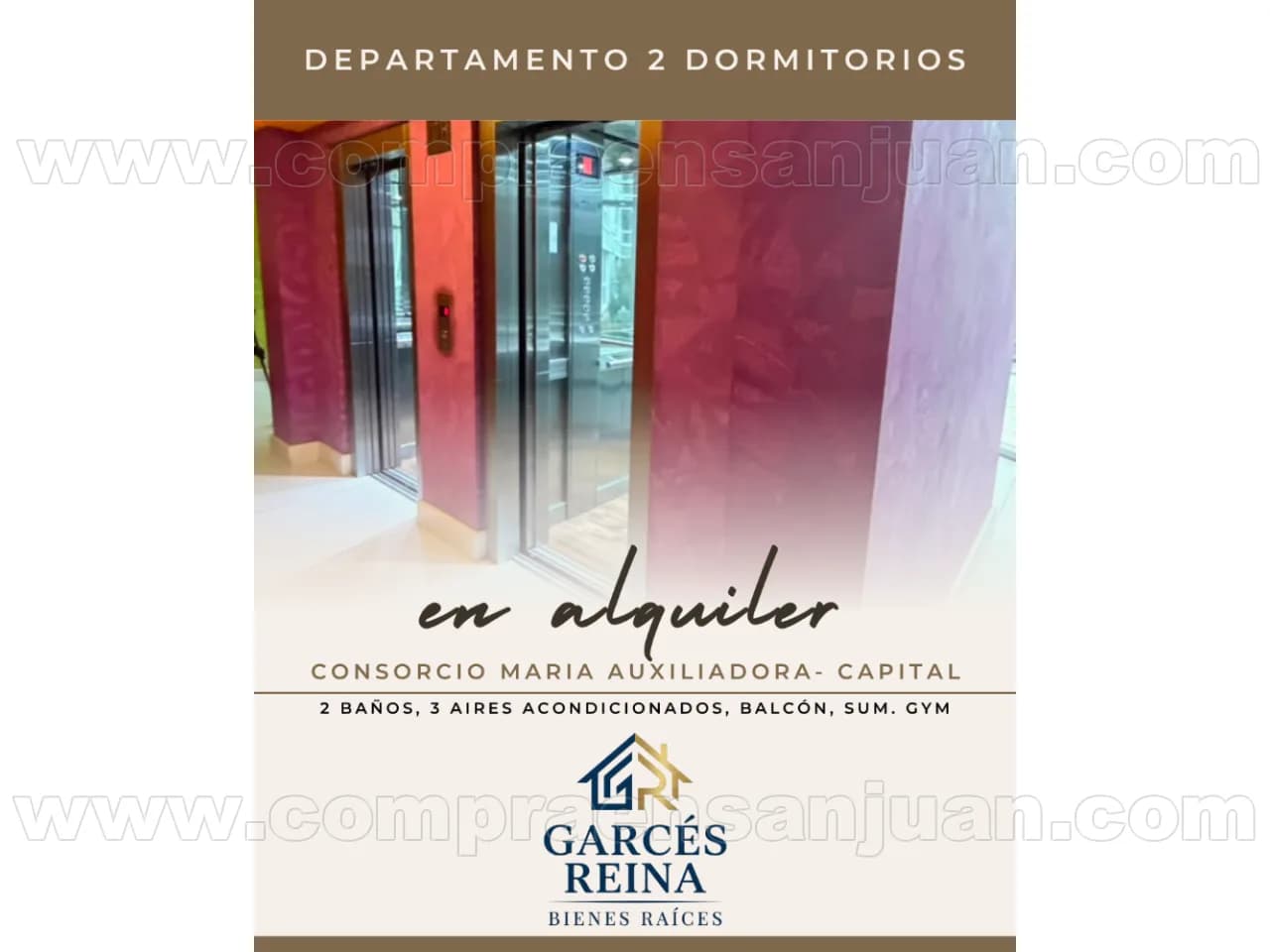 Alquiler. Departamento 2 Dormitorios 2 Baños. Capital