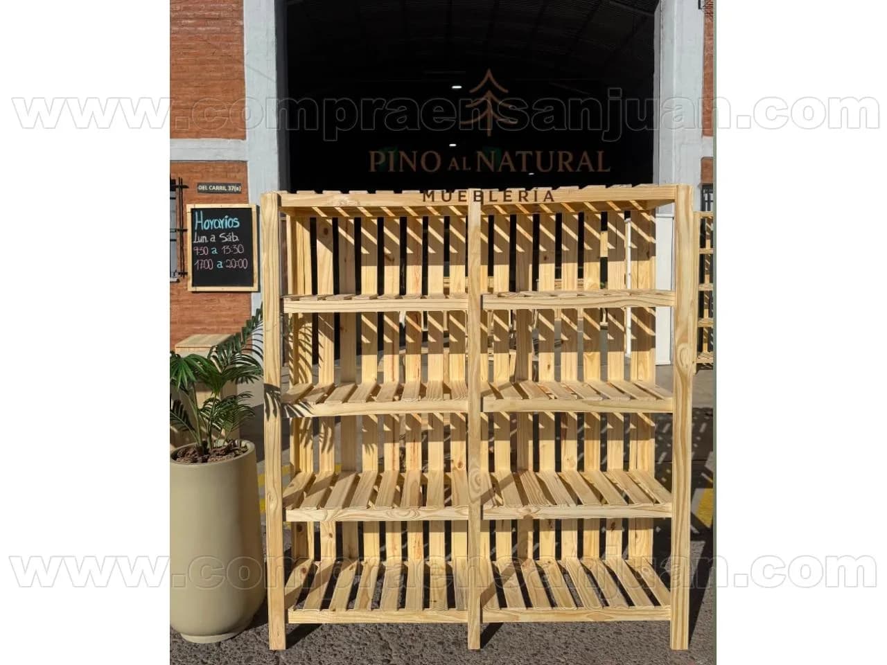 Estantería Varillada De Pino Macizo Al Natural