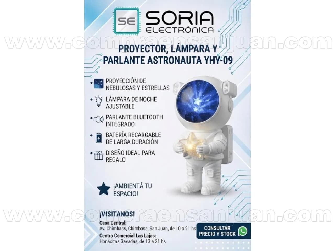 Proyector, Lámpara Y Parlante Astronauta Yhy-09