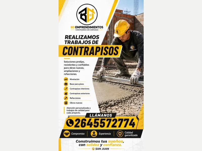 Albañileria Trabajos De Pisos Y Contrapisos Oficios Servicios en San Juan