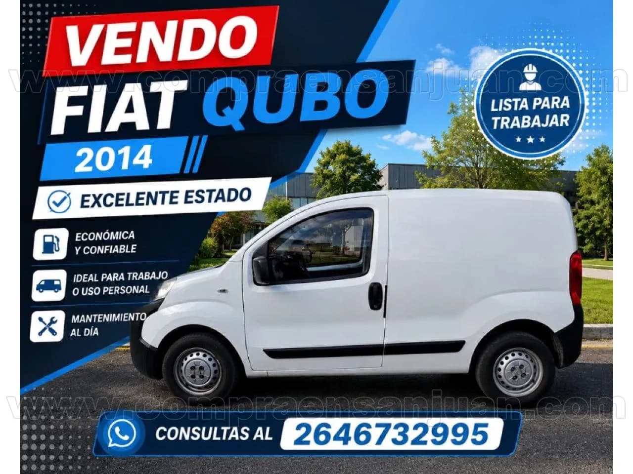 Fiat Qubo 2014 Blanco / Lista Para Trabajar