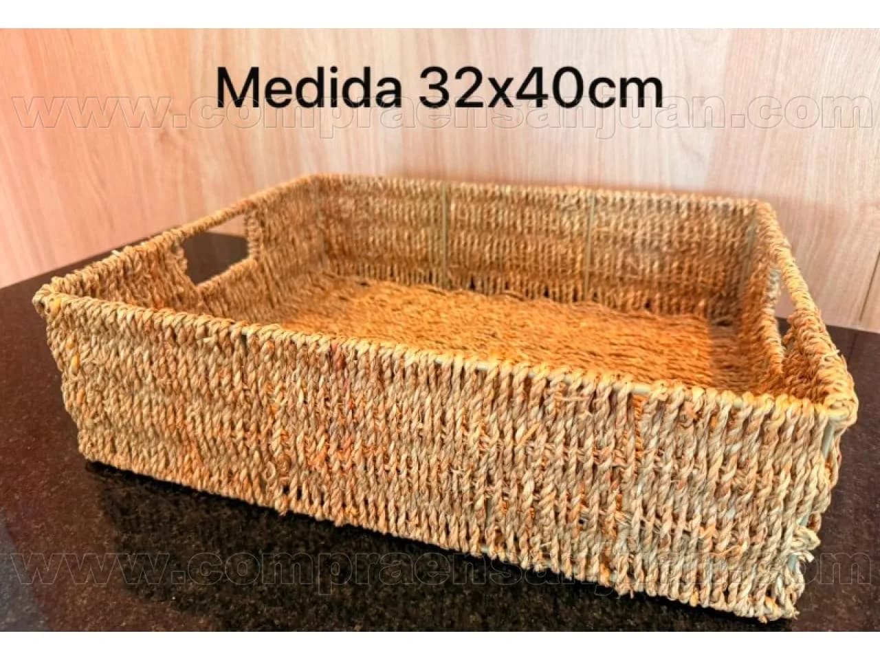 Canasto Organizador De Mimbre Rectangular 32x40cm