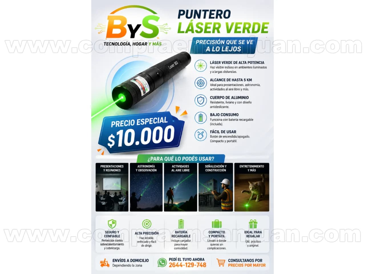 Puntero Láser Verde De Alta Potencia