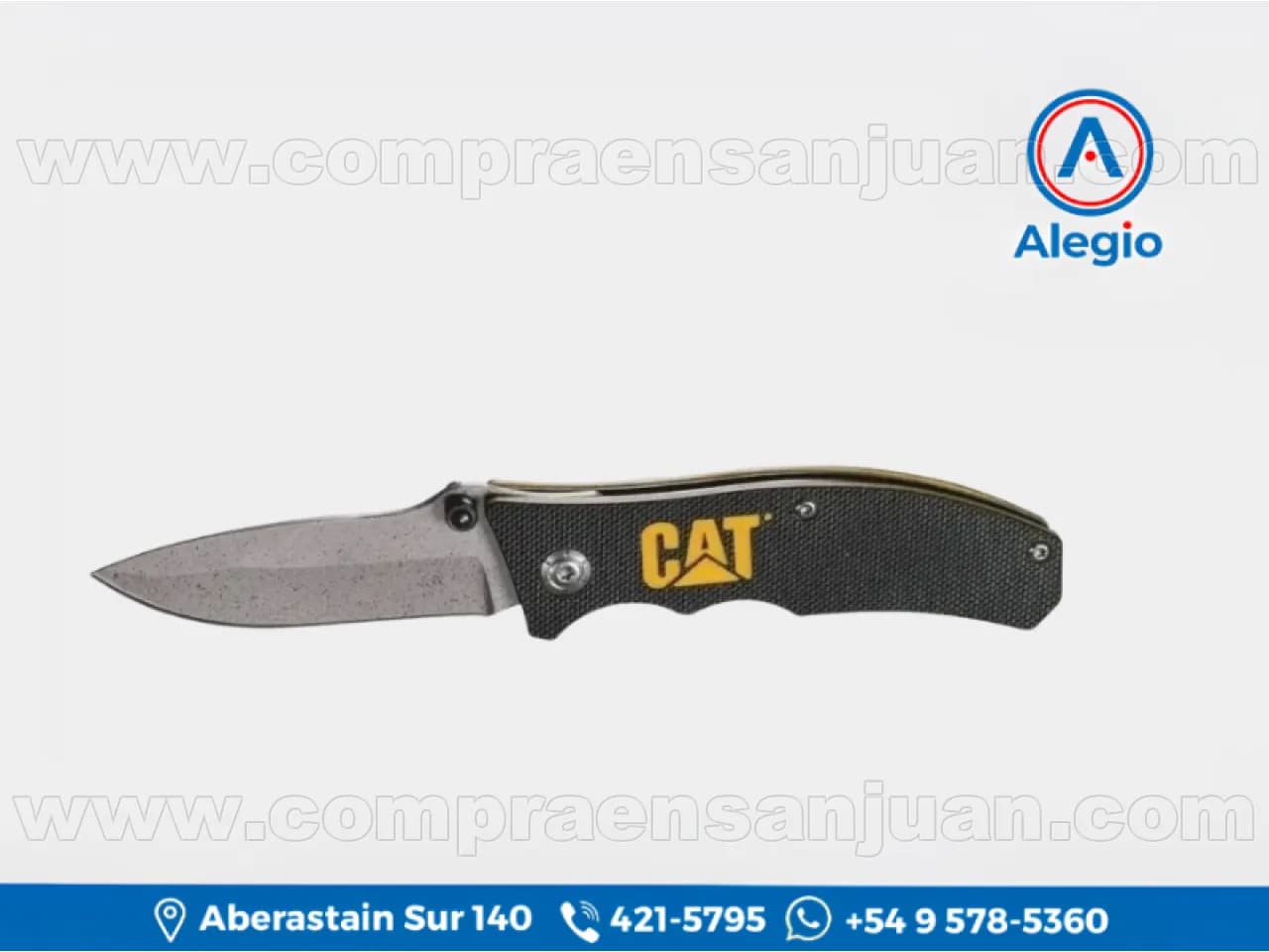 Cuchillo Plegable Cat Punta Curva Cat980003 Hoja Acero Inox 6cm - Nuevo (#84517)