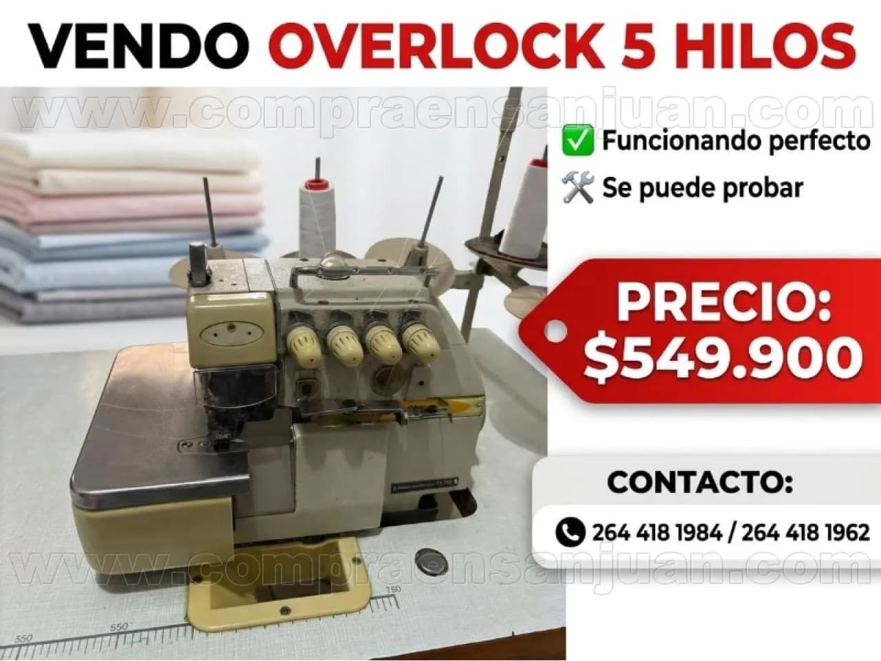 Máquina Overlok 5 Hilos