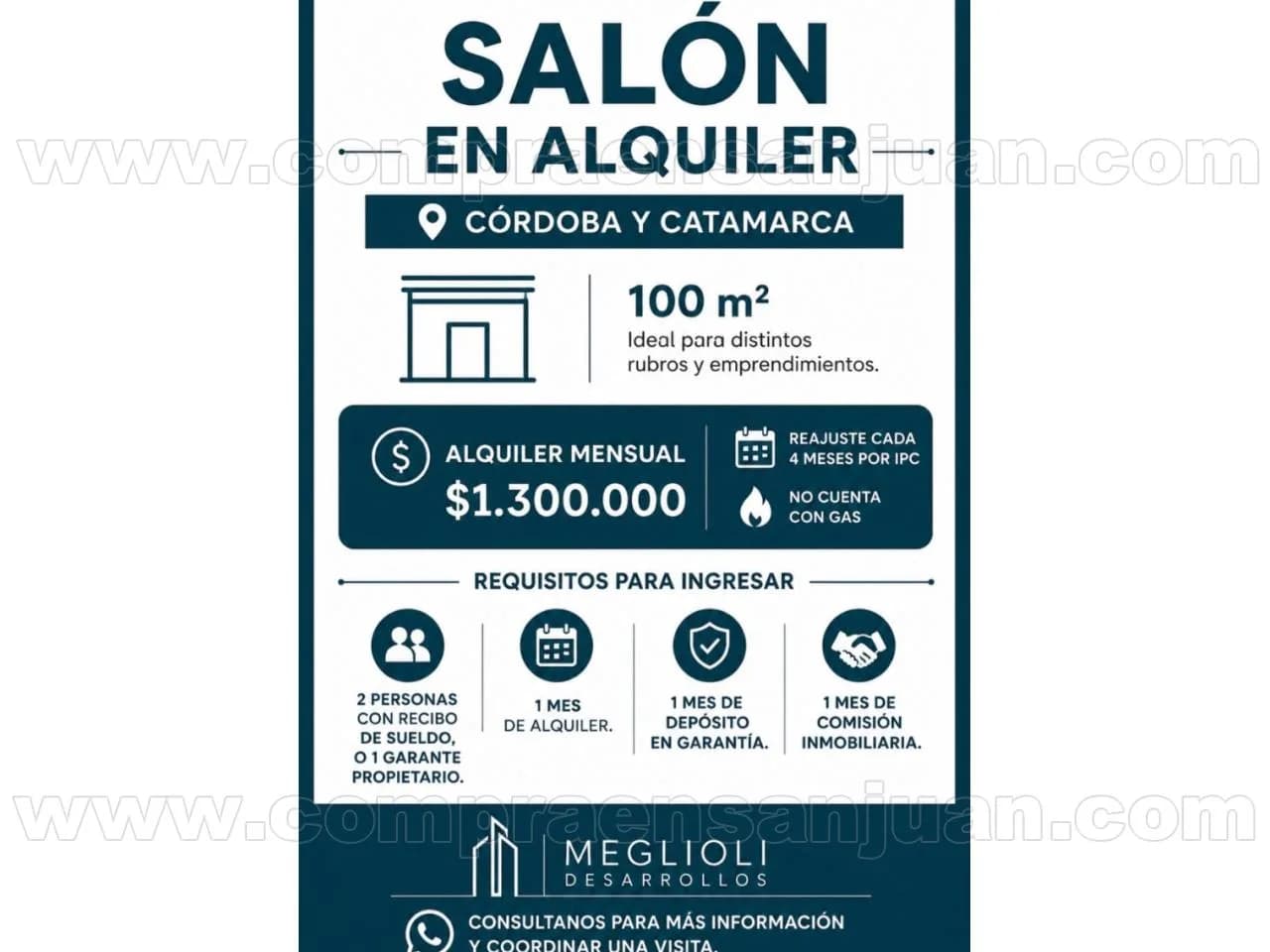 Alquiler De Salon Comercial En Av Cordoba Y Catamarca. Capital
