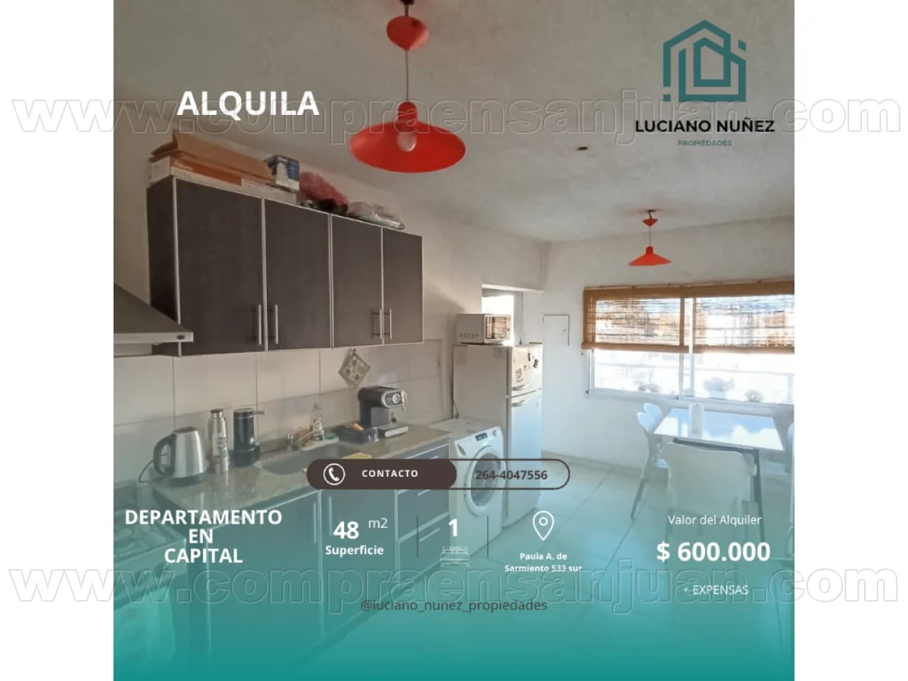 Alquila Departamento 1 Habitacion Con Balcon. Capital