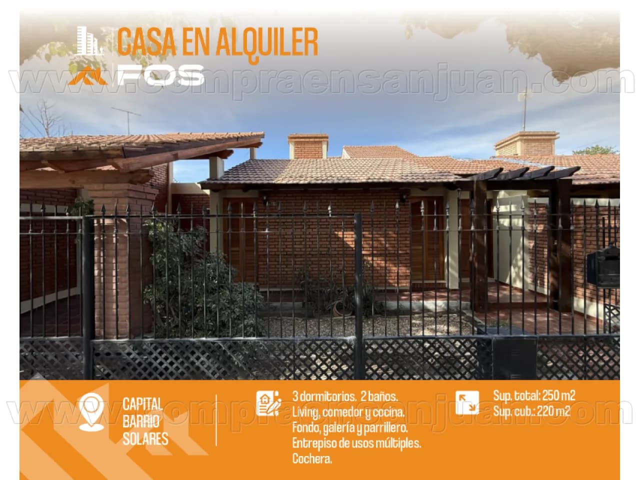 Alquiler - Casa 3 Dormitorios Barrio Solares 5 - Capital