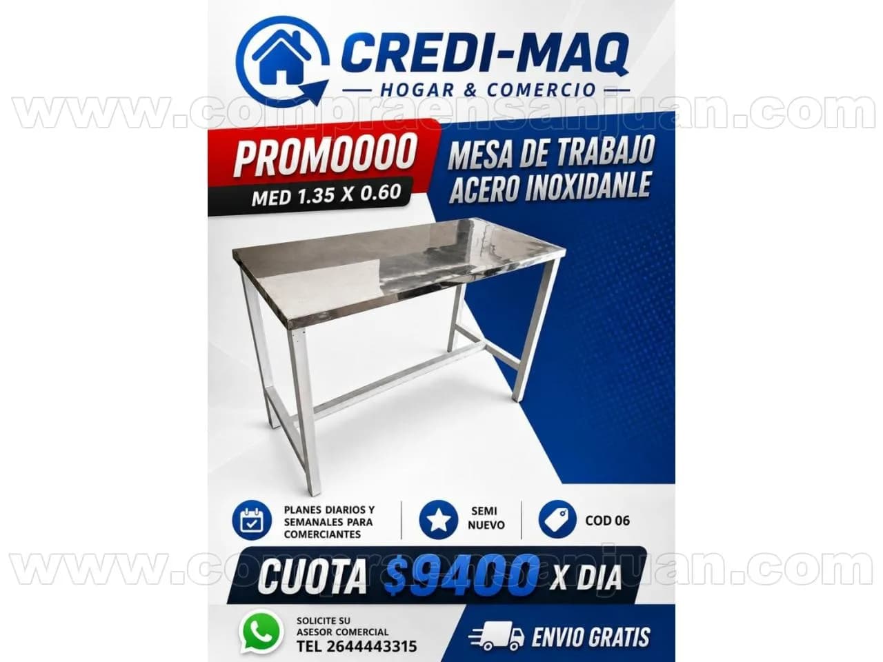 Mesa De Trabajo Acero Inoxidable