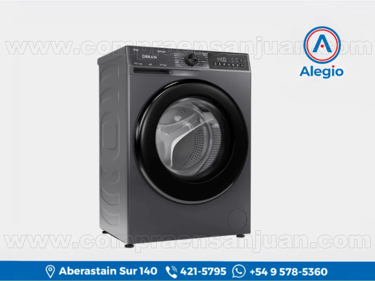 Lavarropas Drean Lfdr0710isg0 7kg Tapa Vidrio Inverter 1000rpm Carga Frontal Gray Lite - Nuevo (#84526)