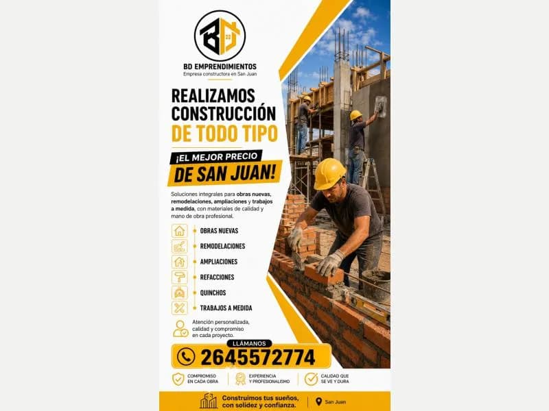 Albañileria Construcciones De Todo Tipo Oficios Servicios en San Juan