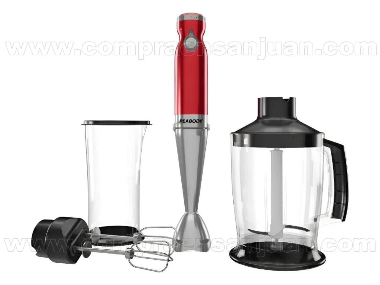 Licuadora Mano Rojo Metal Apto Hielo Peabody