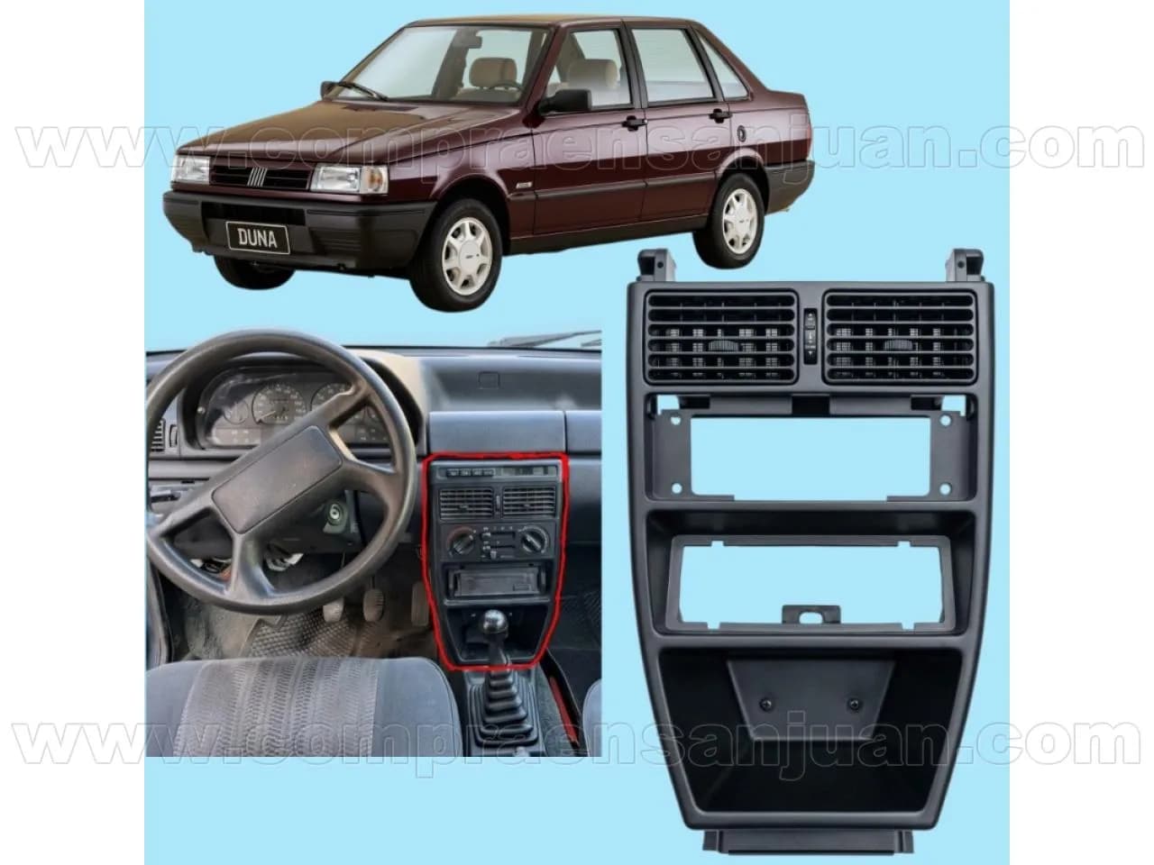 Frente Consola Central De Tablero Fiat Duna Uno Fiorino 1995 Al 2002. Usado - Original