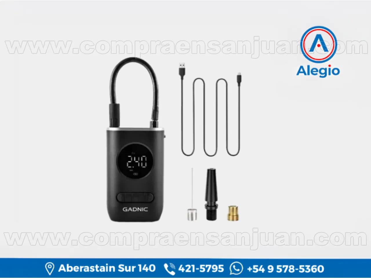 Inflador Inalambrico Compresor Gadnic Av000029 - Capacidad De La Batería: 2000 Mha X 2 - Nuevo (#84577)