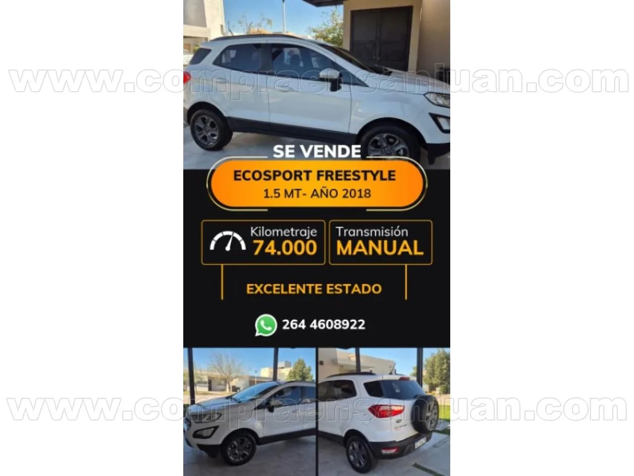 Ford Ecosport Freestyle 1.5 Mt - Año 2018