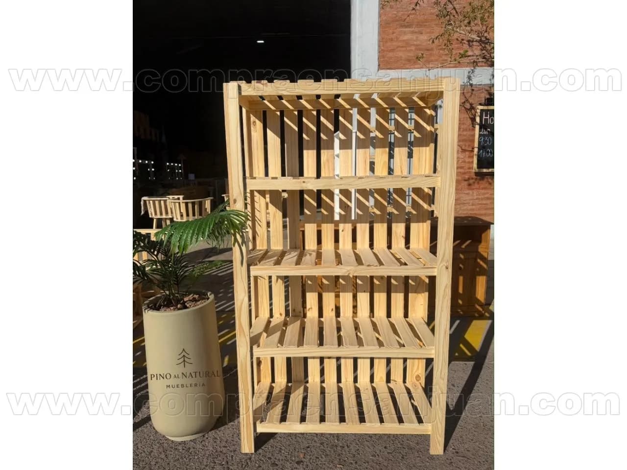 Estantería Varillada De Pino Macizo Al Natural