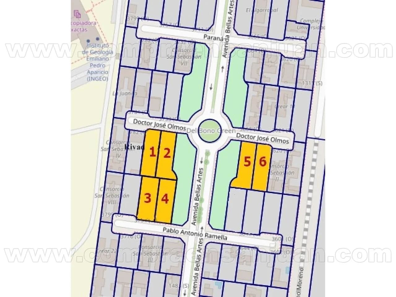 Venta- 6 Terrenos De 650m2 C/u, Barrio Del Bono Green- 15 Metros De Frente- Rivadavia