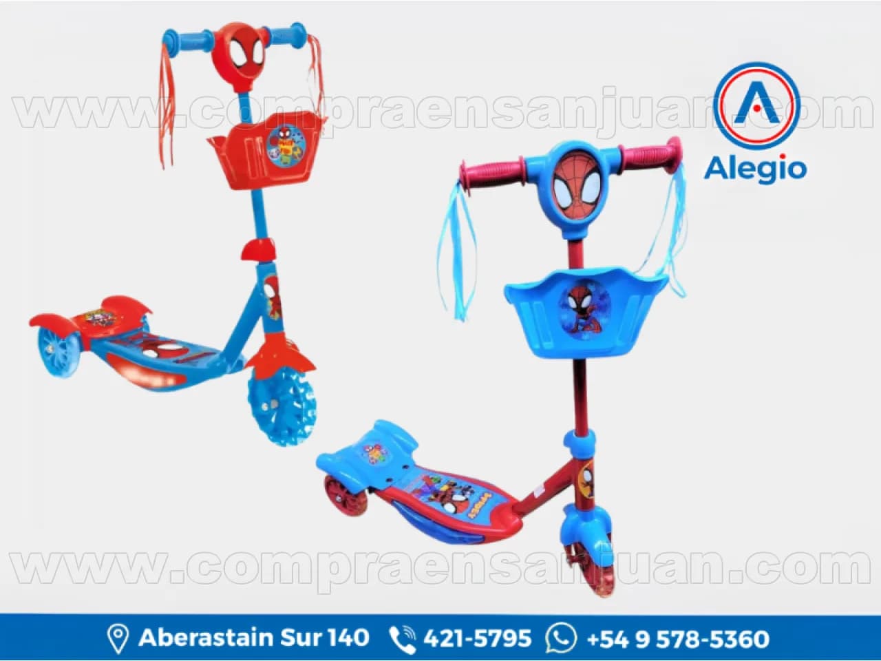 Monopatin Para Niño De Plastico Spidey 3 Ruedas 12011 Azul - Nuevo (v#84468)