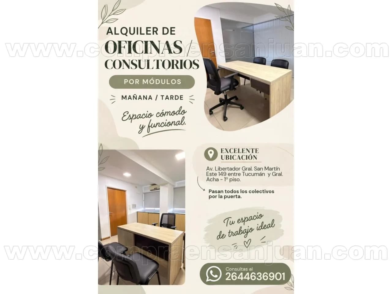 Alquilo Oficinas Por Módulos Mañana / Tarde
