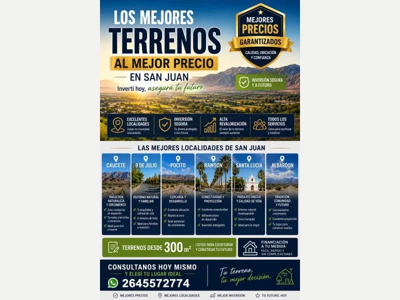 Venta de Terrenos en San Juan (CIUDAD) Vendemos Terrenos En Diversas Localidades De San Juan