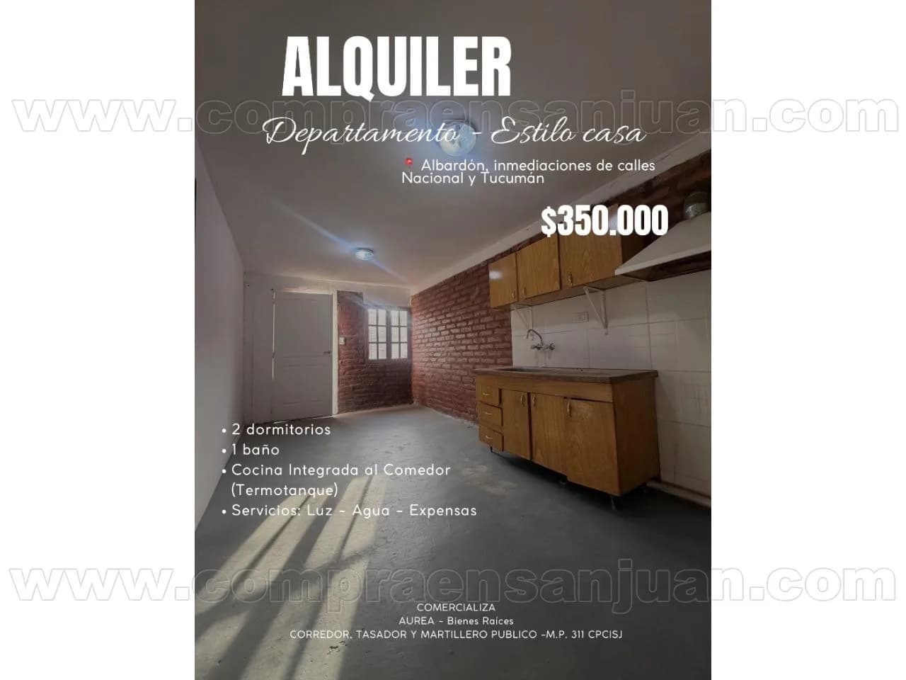 Alquiler Albardon | Departamento (estilo Casa), 2 Dormitorios