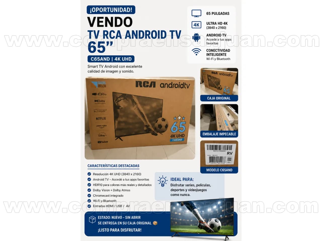 Smart Tv Rca 65 4k Uhd Android Tv