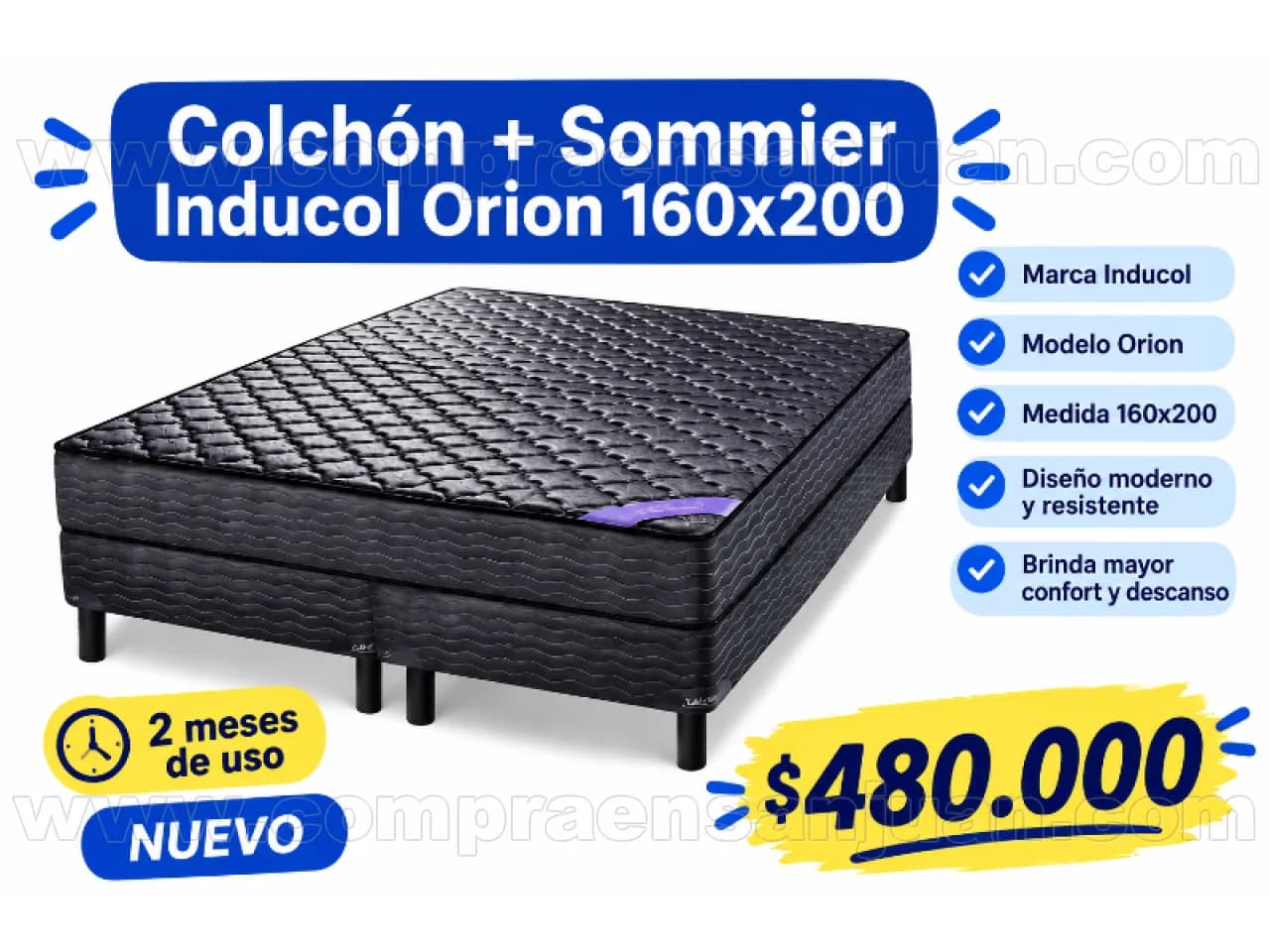 Sommier De Dos Plazas Nuevo 1 Mes De Uso