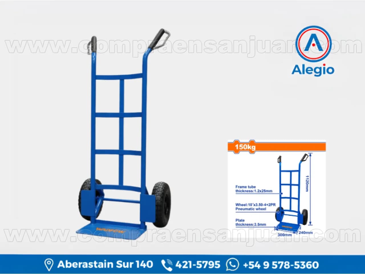 Carro De Carga Wadfow 150kg Wwb2121 Ruedas Neumaticas - Nuevo (#84514)