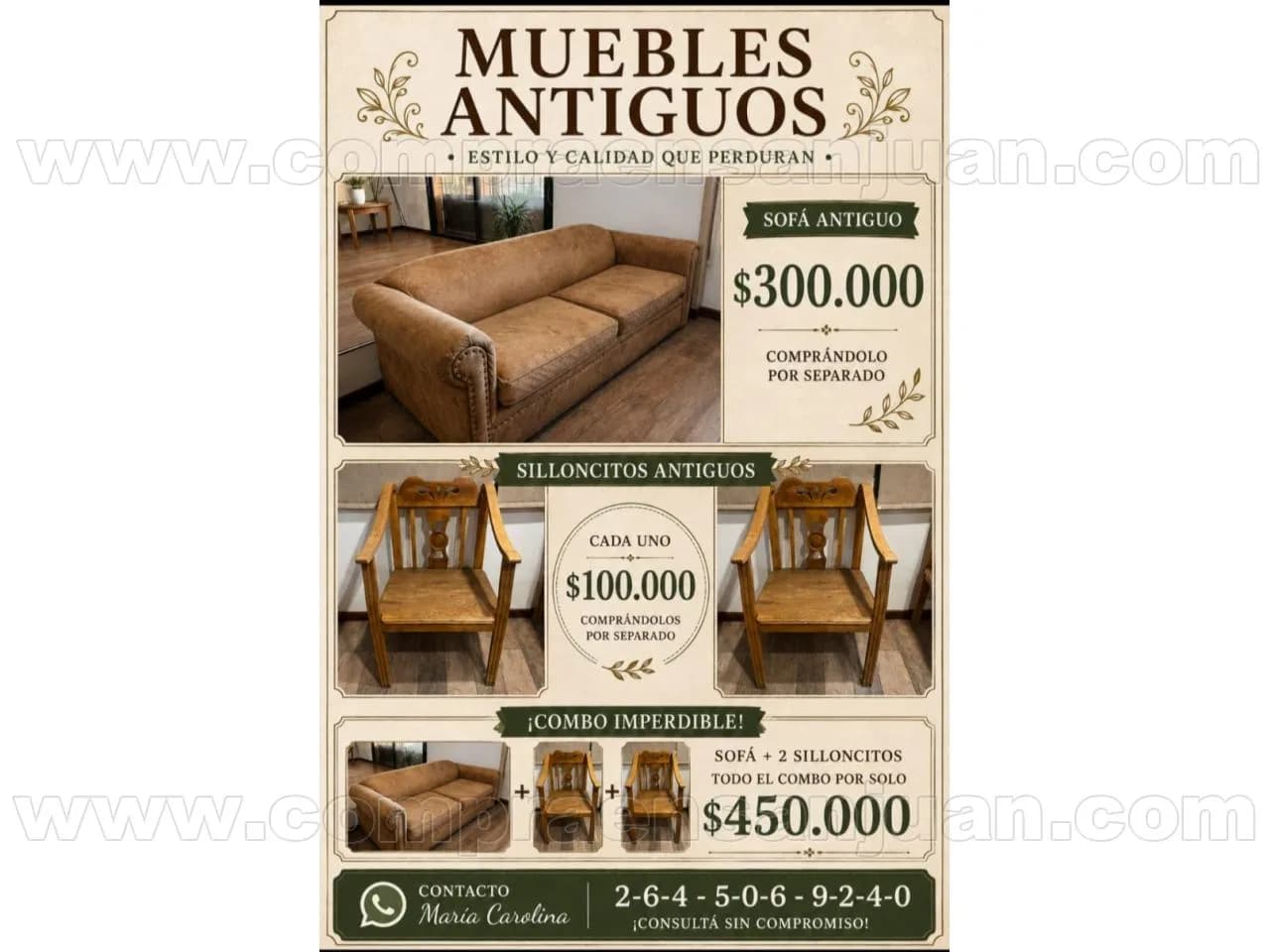 Juego De Sofa Y Sillones Antiguos
